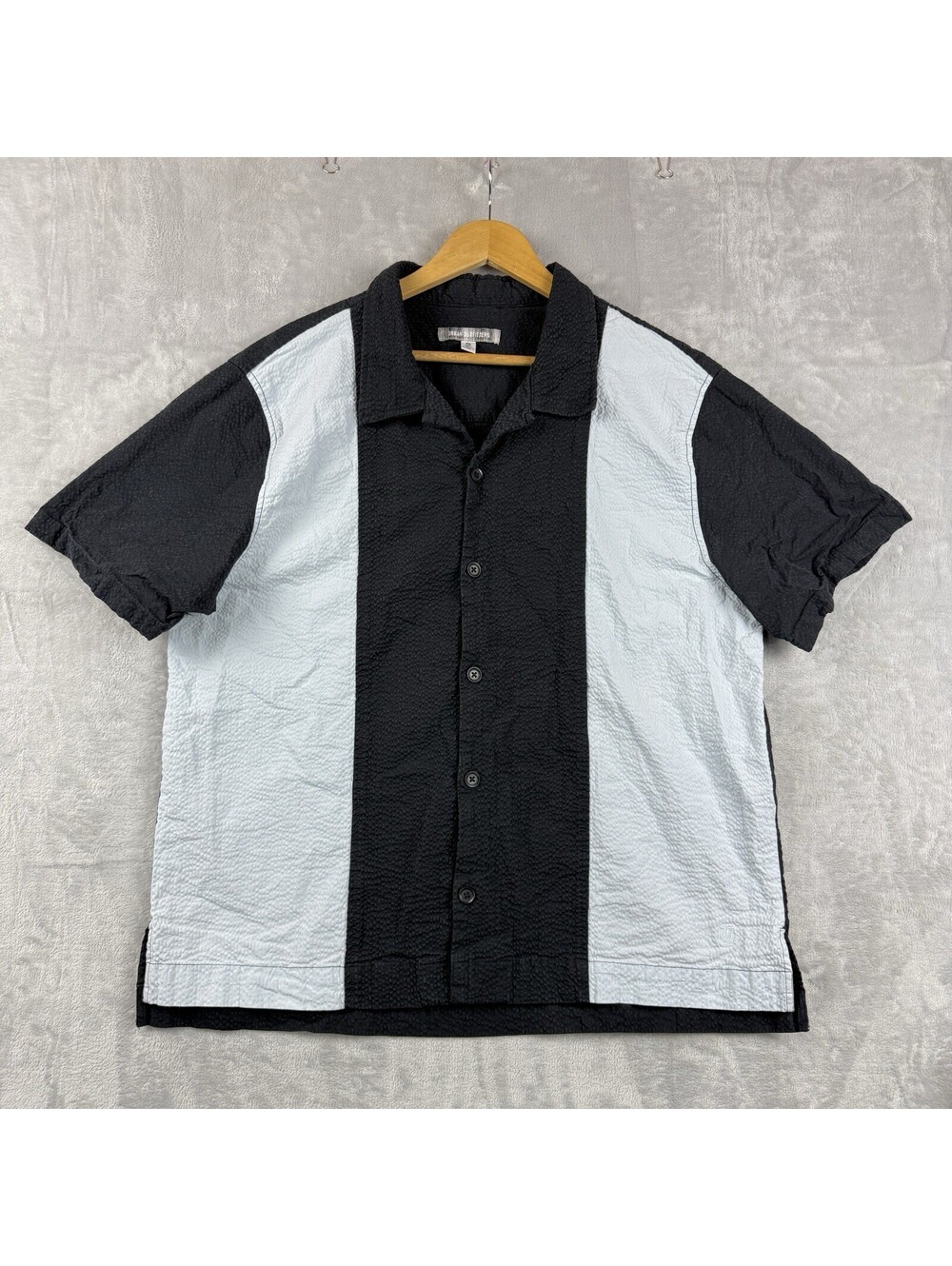 Urban Outfitters Men's XL Color Block Seersucker Camp Shirt Bubble Cotton Skater